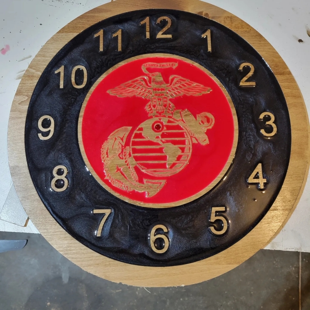 16 inch US Marines epoxy clock